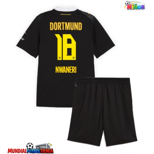 Camiseta Borussia Dortmund Ethan Nwaneri #18 Segunda Equipación Replica 2026-27 para niños mangas cortas (+ Pantalones cortos)